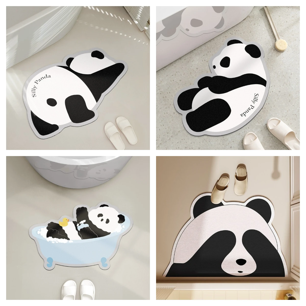 Cute Quick Drying Panda Super Absorbent Bath Mat Anti-Slip Mat Skin Floor Mats Toilet Carpet Home Decor Bath Rug