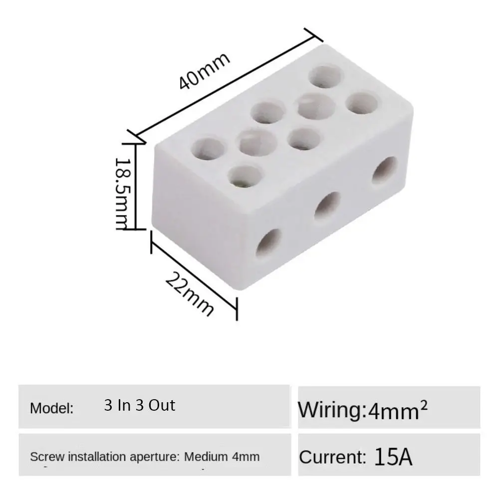 3 In 3 Out 4 In 4 Out Ceramic Wiring Terminal Block High-temperature Resistant Electrical Ceramic Terminal Post