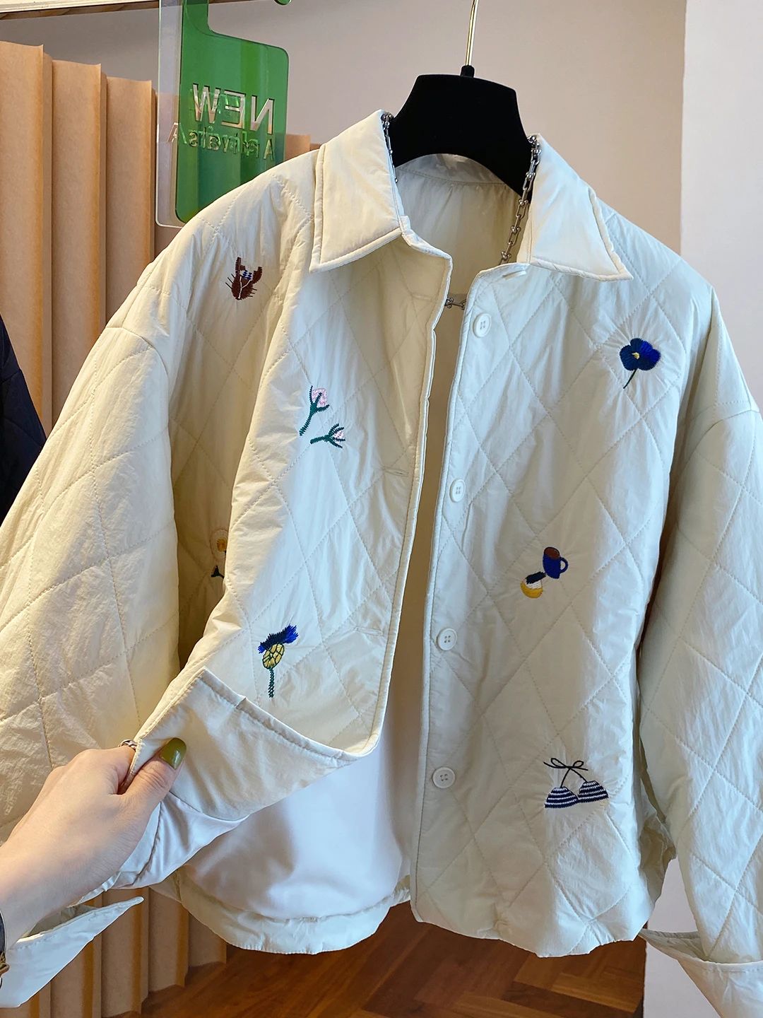 

Женская хлопковая куртка большого размера Sli, теплая пушистая верхняя одежда с ромбовидным узором в стиле ретро, весенне-осенне-зимний сезон