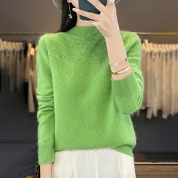 New Fashion Autumn/Winter Merino Wool Pullover Sweater Solid Color Long Sleeve Thermal Top Simple Commuter Basic Knitwear-ZD904