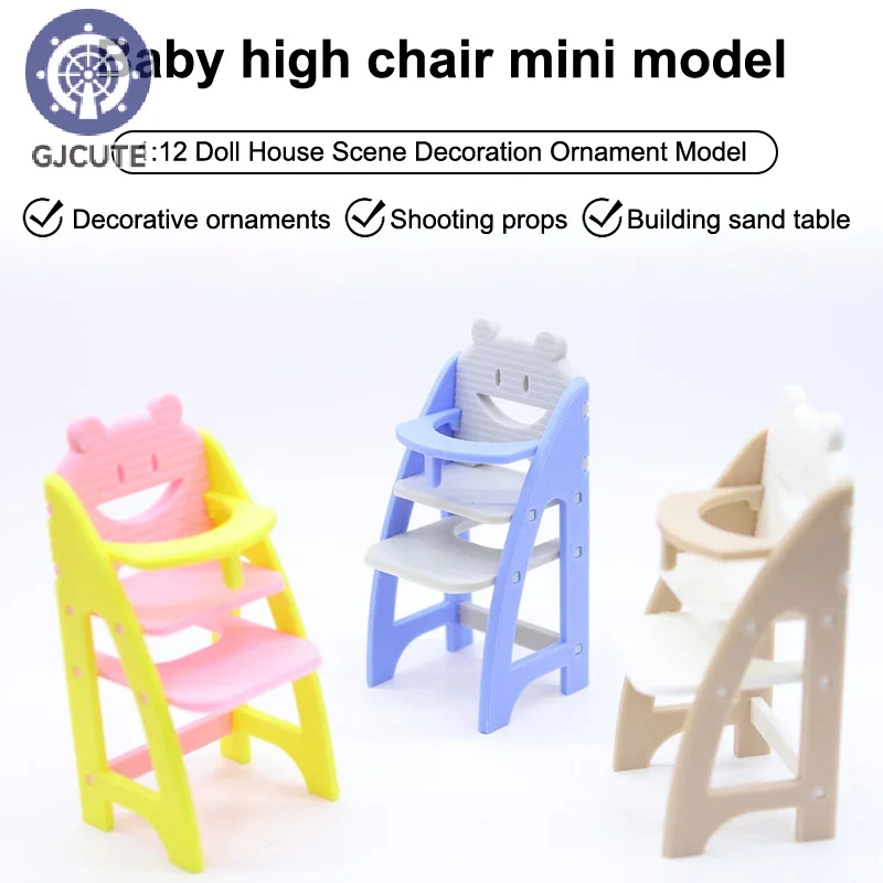 1/12 Poppenhuis Miniatuur Simulatie Baby Eetkamerstoel Model Living Meubels Poppenhuis Decoratie Kinderen Fantasiespel Speelgoed
