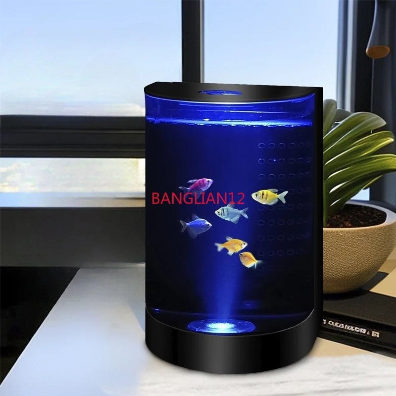 

Semicircular desktop small ornamental jellyfish tank, creative Christmas gift