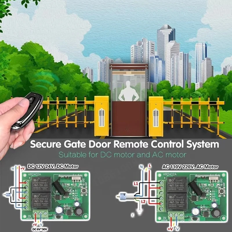Relay Module DC12V DC24V, 2 Channel 433MHz RF, Wireless Remote Control For Garage Door, Universal Replacement