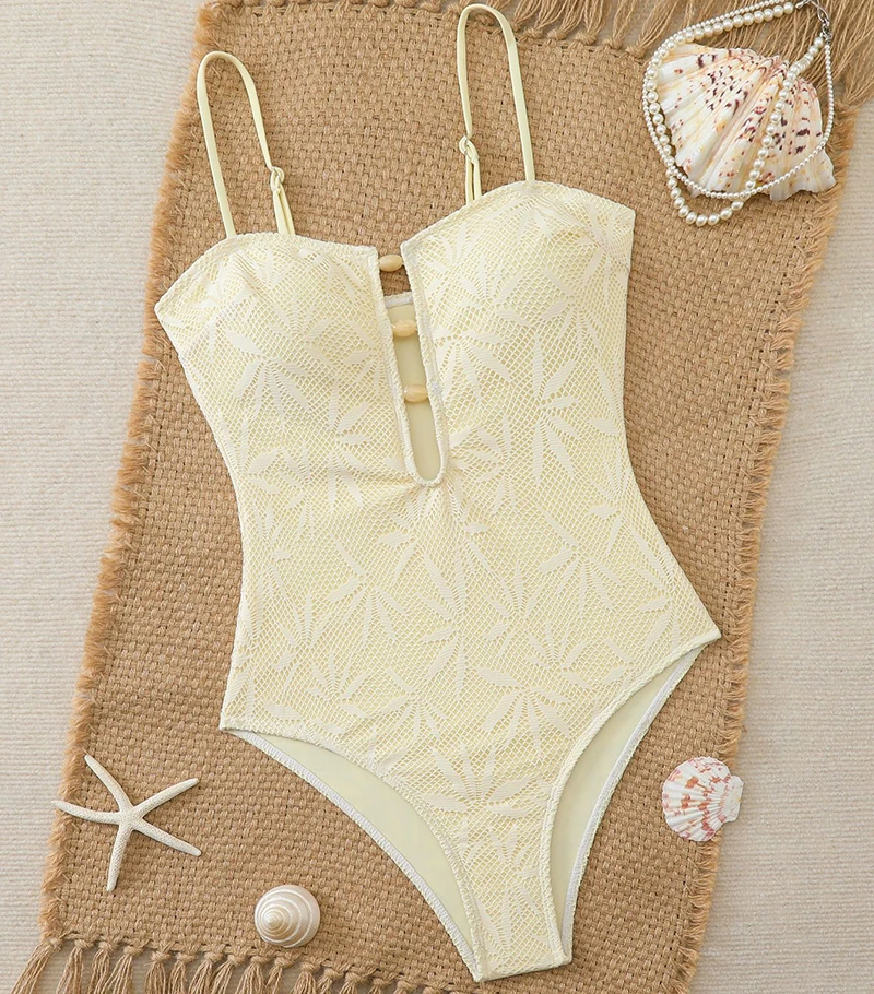 Sexy One Piece Swimsuit 2026 Women Leaves Hollowed-out Push Up Monokini Swimwear Bathing Suits Bohemia Bodysuit Swimming Suit - view 4