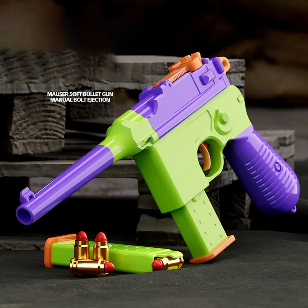 Pistole Muser giocattolo pistola manuale Soft Bullet Shell lancio di armi giocattolo realistiche modello di tiro Blaster per ragazzi regali per bambini