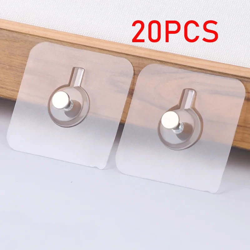 10/20PCS Strong Adhesive Hooks Clear Picture Frame Poster No Drilling Wall Hooks Cabinet Kitchen Bathroom Accessories Screw Hook