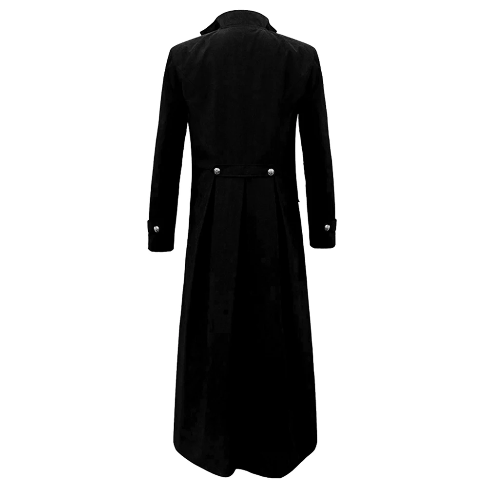 Steampunk Coat Gothic Cosplay Costume Adult Man Fantasy Vintage Black Long Jacket Roleplay Outfits Halloween Party Disguise Suit