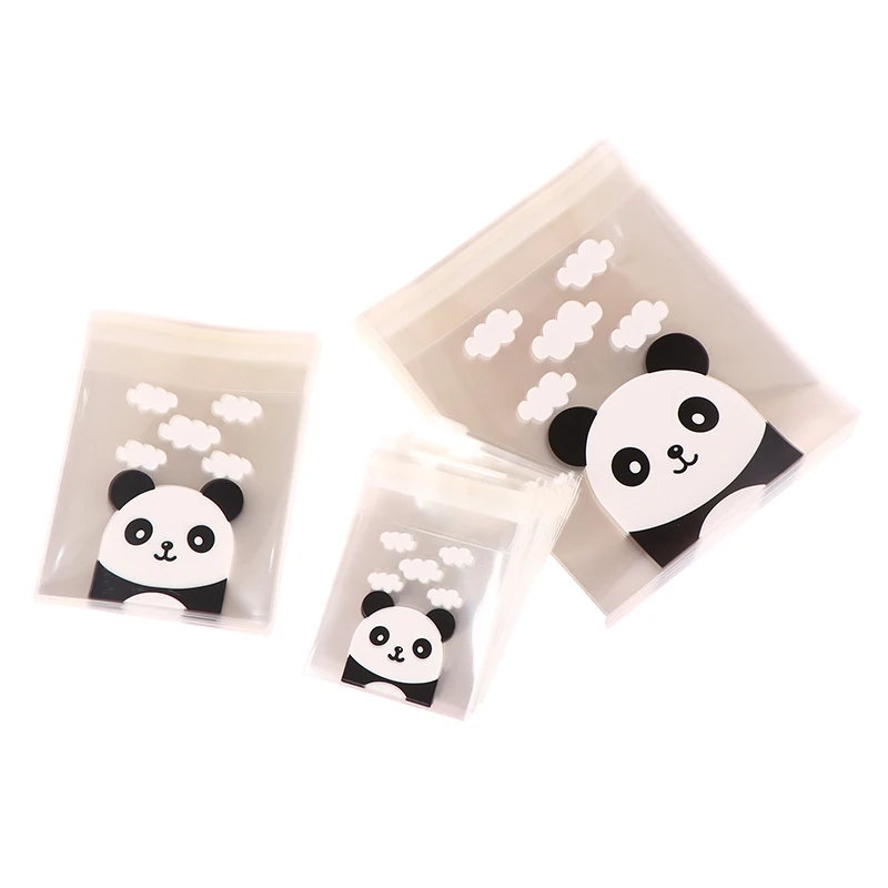 100 Stück/Packung süße Panda Kekse Taschen-selbst klebende Siegel Bäckerei Brot Plastiktüte Geschenkt üten Plastiktüten