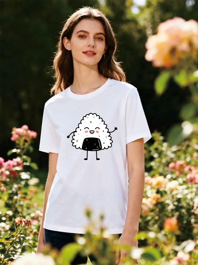 

Fun Sushi Cartoon Pattern T-shirt, Loose Short-sleeved Printed Short-sleeved Top Suitable for Men and Women