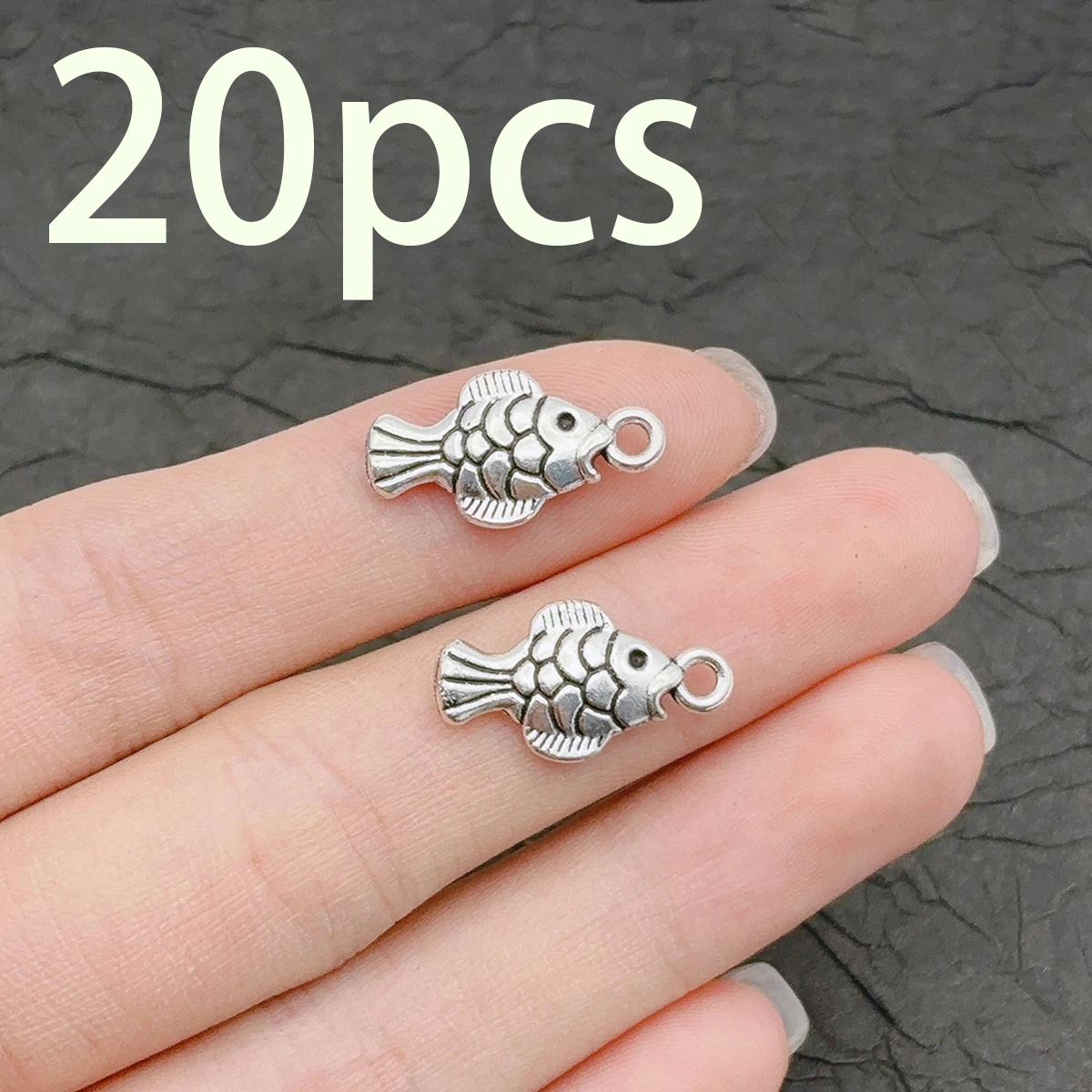 20 Pieces of Embossed Small Fish Handmade Accessories, with Fish Scale Texture and Auspicious Simple Design, Suitable for DIY Bracelets, Necklaces, and Earrings, Handmade Beaded Decoration Accessories