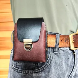 Blongk Rivet Cigarette Case Waist Bag Hand-made Leather Lighter Sheath Belt Pack Men Women MBD-XY