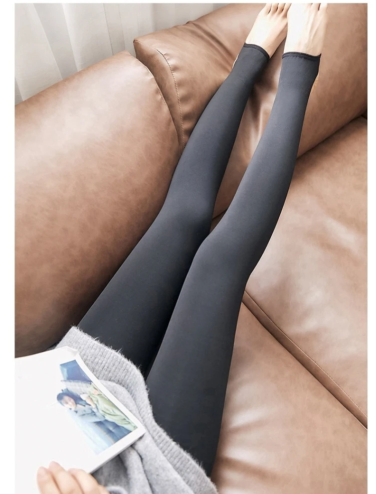 Fleece-gefütterte Damen-Thermo-Winterstrumpfhose, dicke, warme, transparente Samtstrumpfhose mit Plüsch-Innenschicht – Detail 9