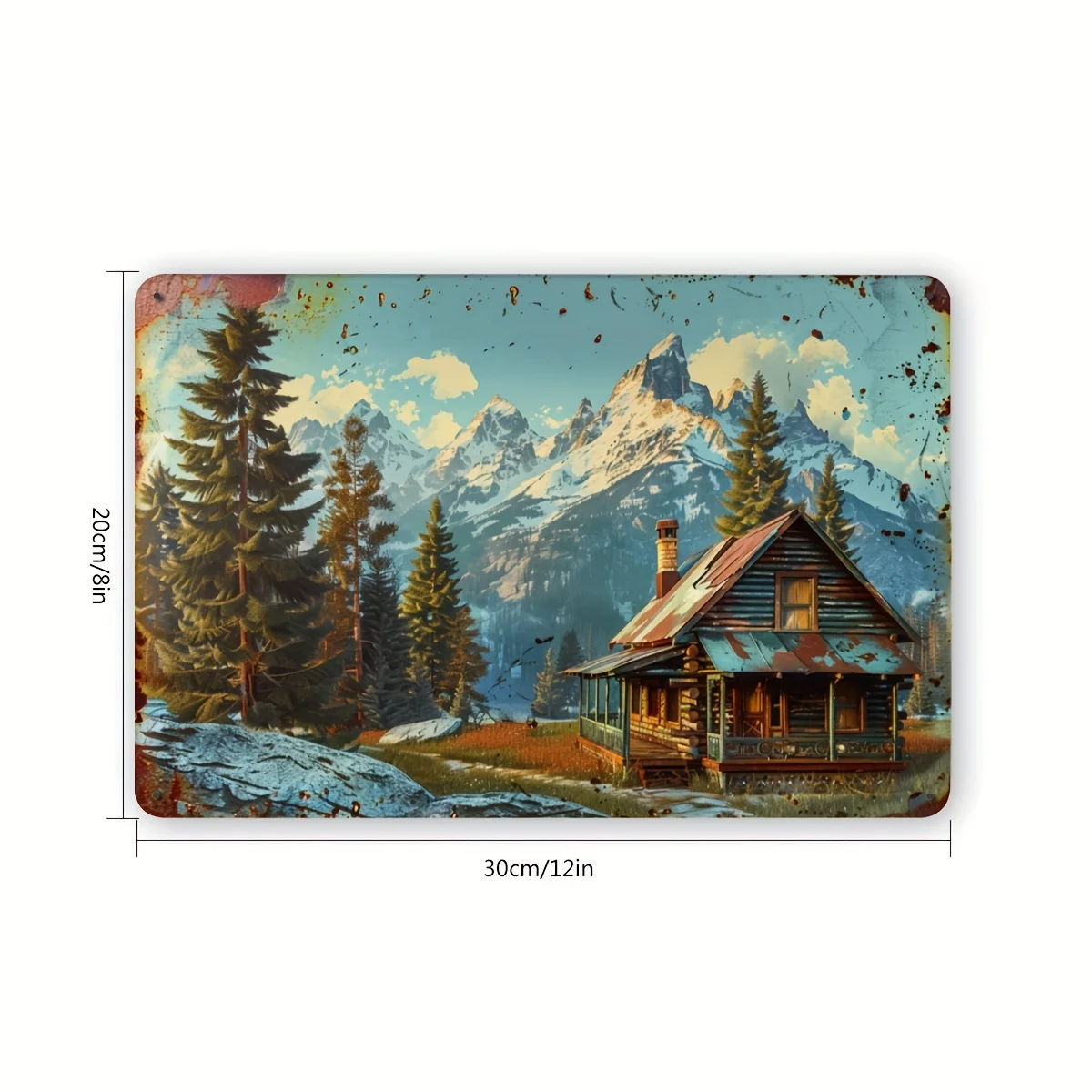 Vintage Metal Tin Sign of a Mountain Cabin, Suitable for Indoor And Outdoor Decoration, Hanging Iron Artwork for Walls in Room
