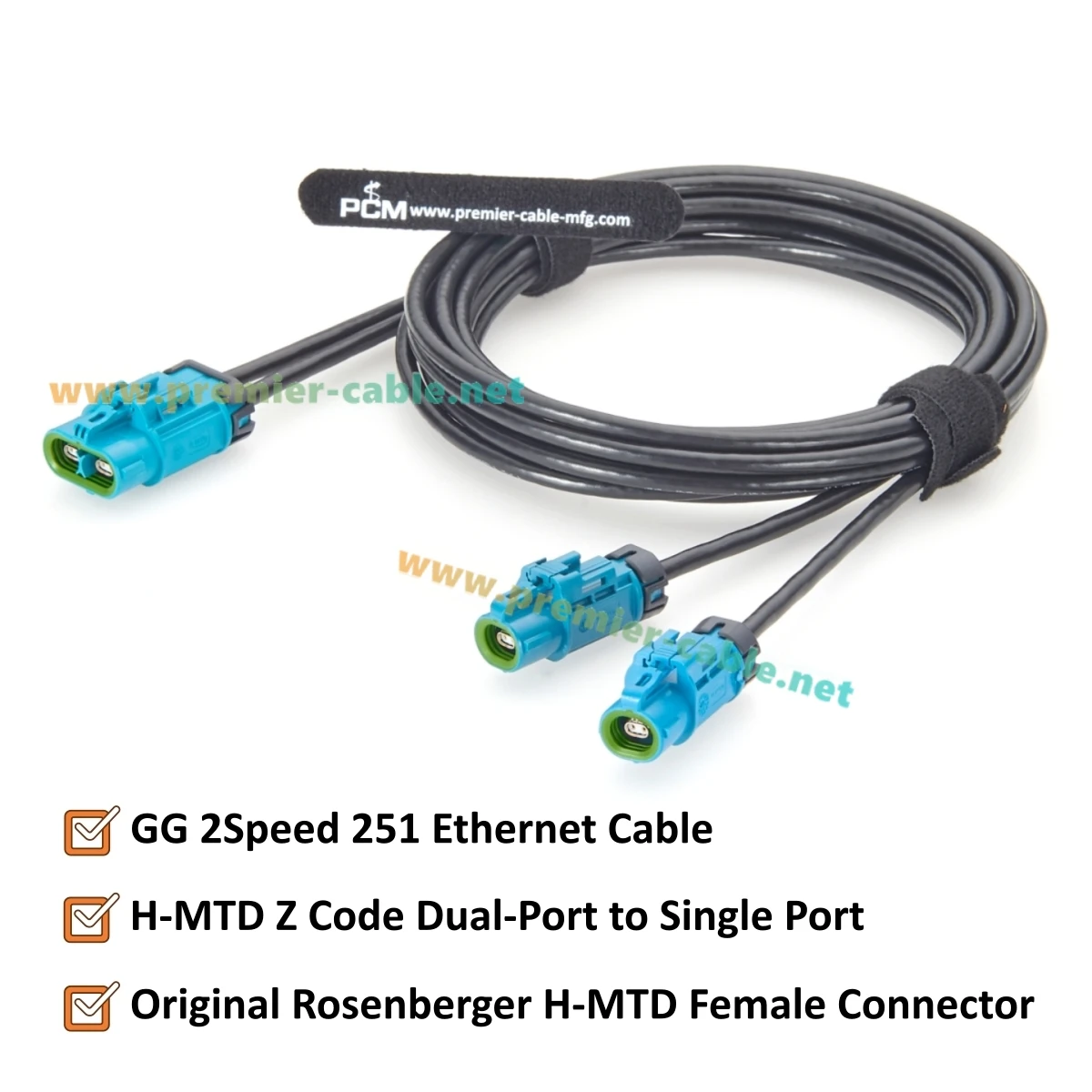 Waterproof Rosenberger 2-in-1 H-MTD Dual-Port to Dual H-MTD Automotive Ethernet Cable E6K14B-1CAZ5-Z to E6K14A-1CAZ5-Z for ADAS