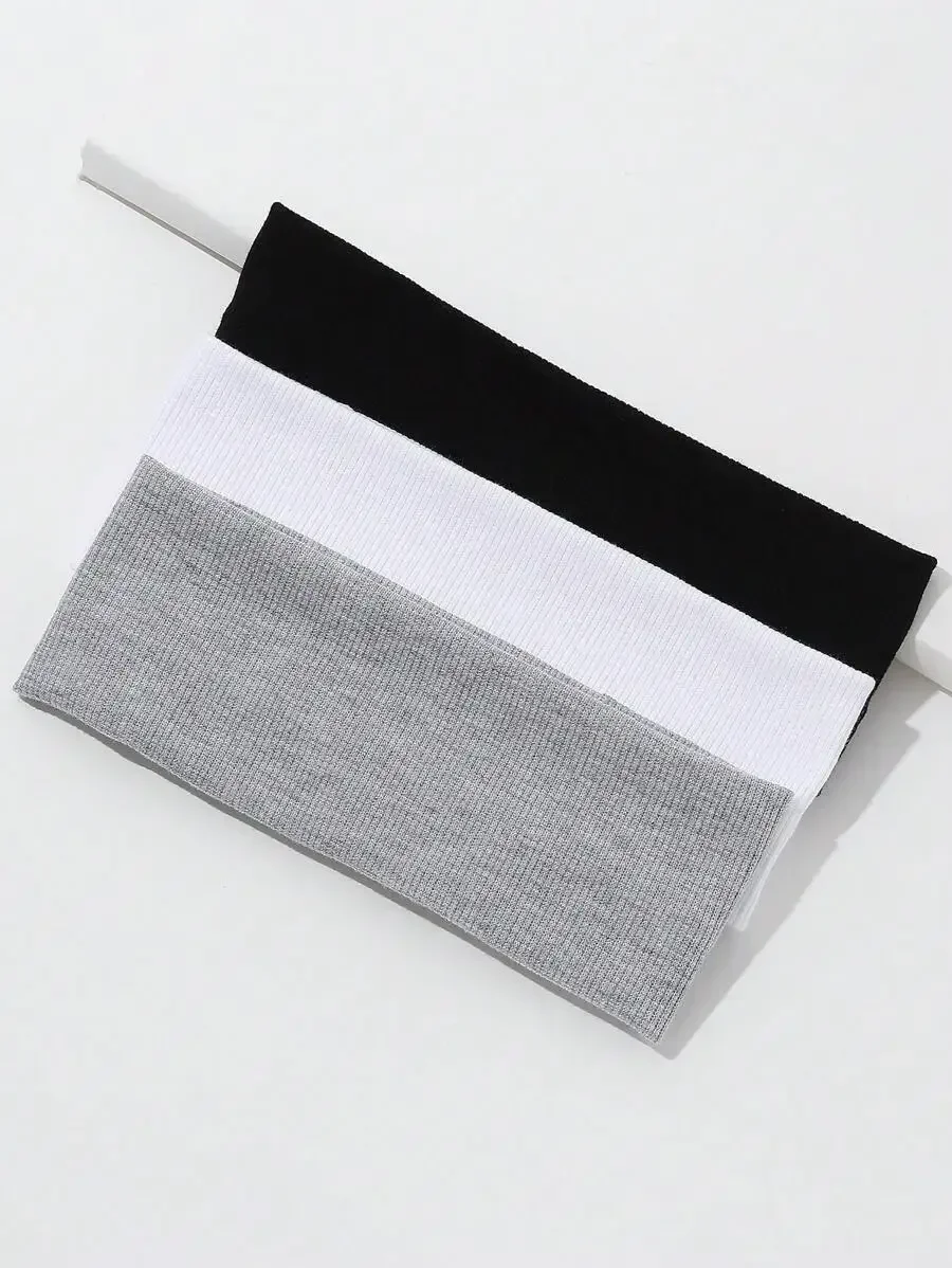 

3pcs Solid Color Sport Headbands For Women Casual Gym Hair Band Sweatband