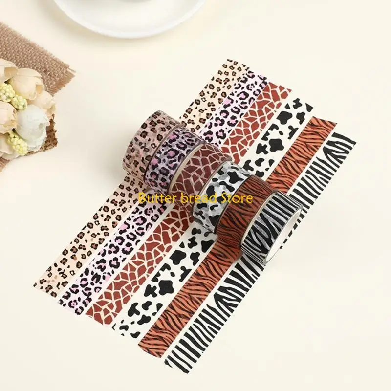 

W89C 6 рулонов ленты Washis, художественная лента, декоративная лента с животным принтом, лента для рукоделия, лента для ручного