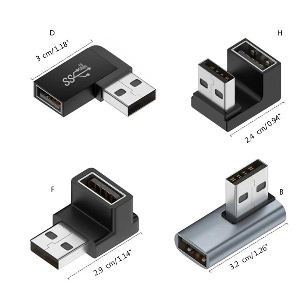 USB 3.0 Extension Adapter 90 Degree Right Angle OTG Adapter Upward Elbow 10Gbps High Speed USB Adapter Connector for PC Macbook