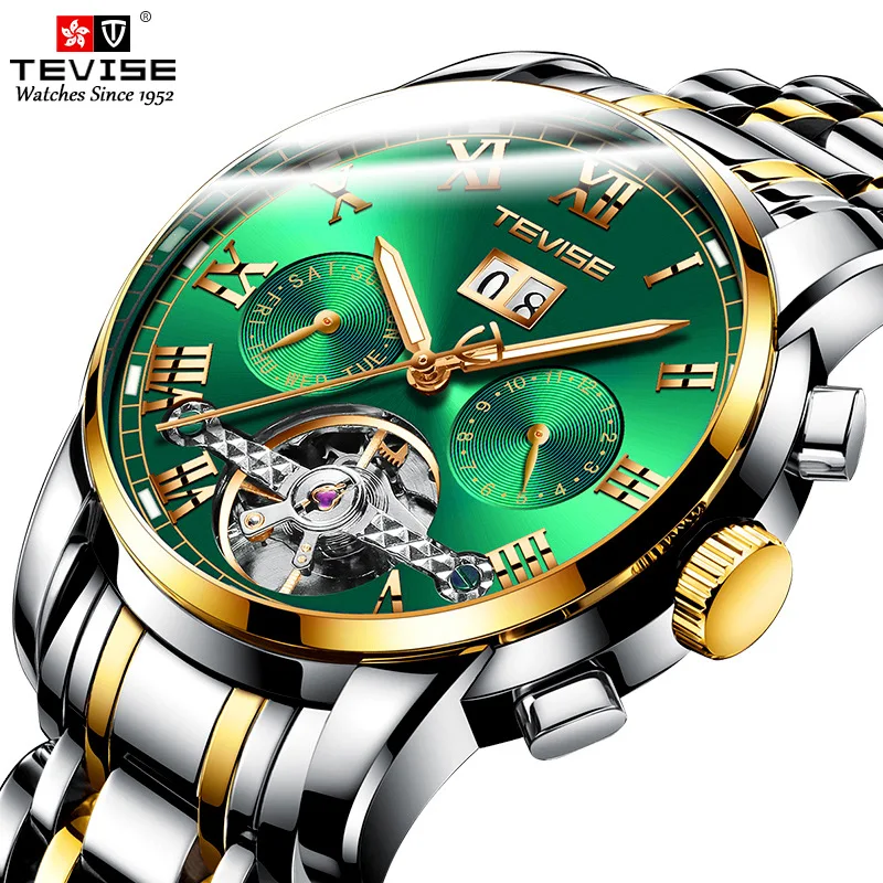 official-websiteTeviseWatch Men's Mechanical High-End Popular Sun Moon Star Watch