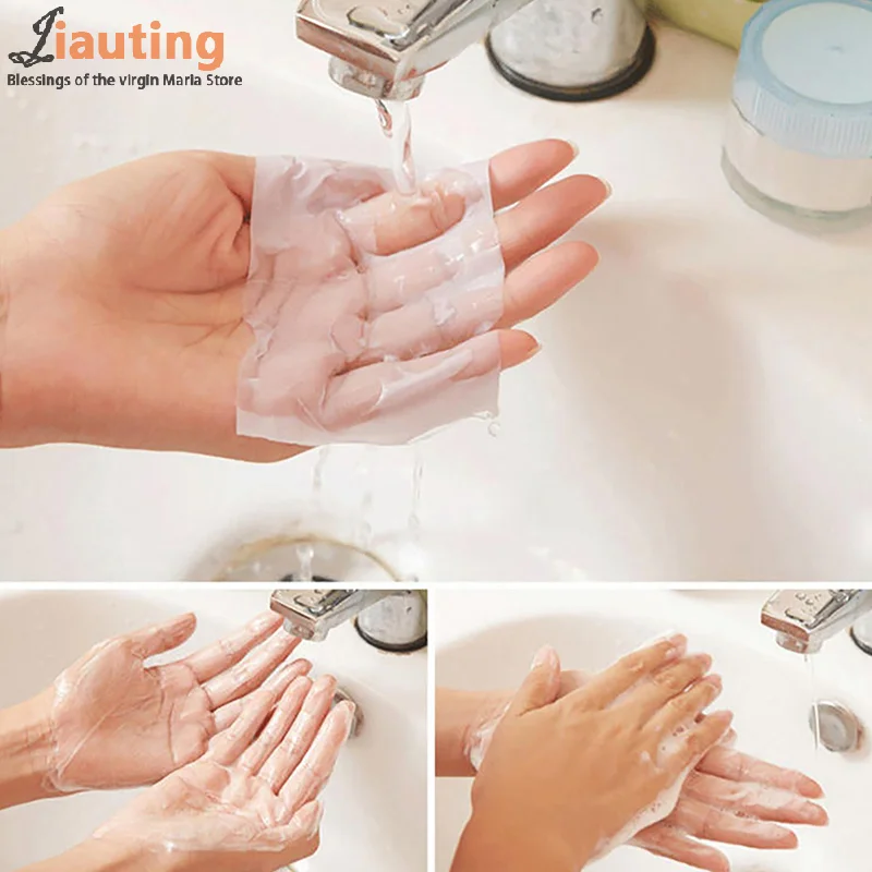 120 cm lengte wegwerp zeeppapier voor reizen wassen hand mini-papier zeep geurende plakvel bad schoonmaakproducten