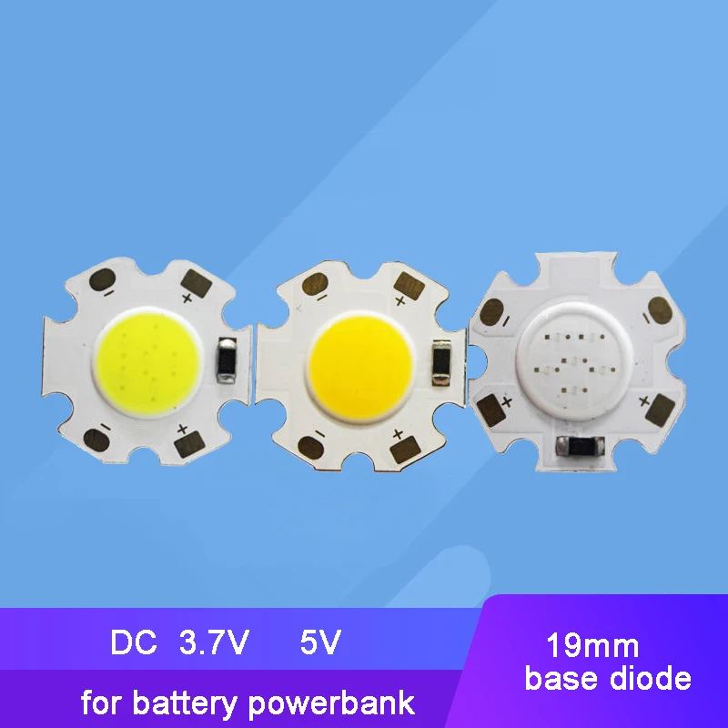 Input 3.7V 5V 3W Warm White Blue LED COB Light + 19mm Star Base