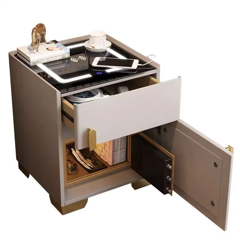 

Smart bedside table safe integrated multi functional solid
