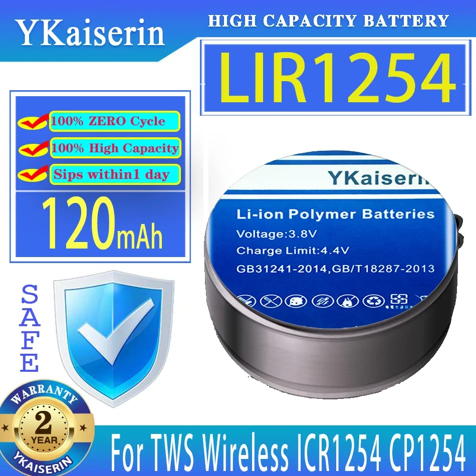 YKaiserin Portable Battery LIR1254 100mAh For Sony WF-1000XM3 WF-1000X TWS true wireless Bluetooth headset ICR1254 CP1254