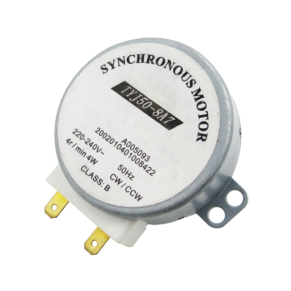 HAILANGNIAO 1 PC New AC 220V-240V 50Hz CW/CCW Microwave Turntable Turn Table Synchronous Motor TYJ50-8A7 D Shaft 4 RPM