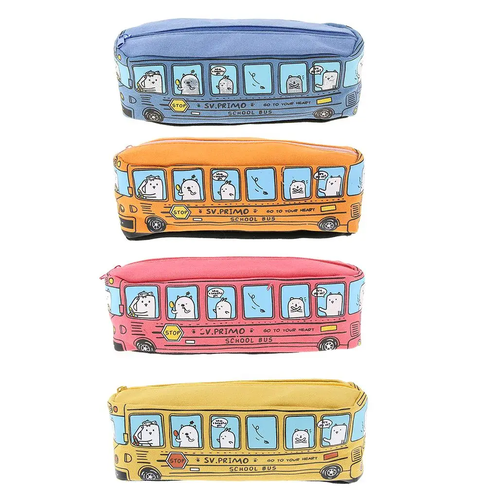 Creative Bus Pencil Bag Toiletry Pouch Towels Storage School Office Supplies