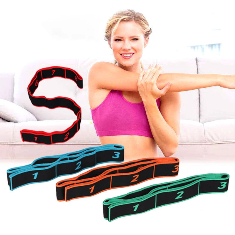 8-segment Digital Yoga Stretching Band High Elasticity Fitness Tension Band Double Layered Composite Webbing Dance Belt