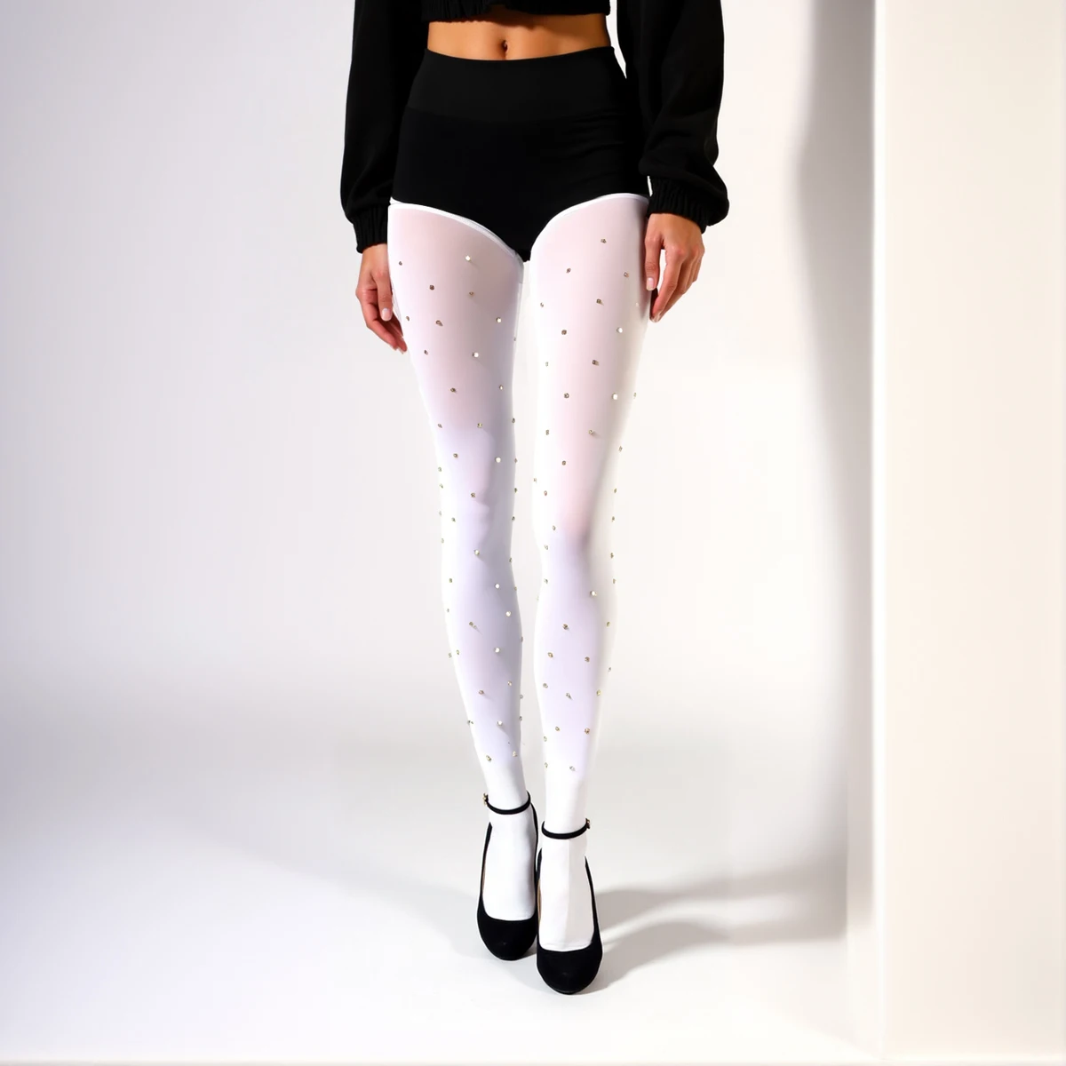 حار بيع حجر الراين جوارب طويلة الدافئة المخملية الأسود لامعة الجوارب للنساء الملابس الداخلية بلينغ لامعة Bodystockings الإناث الملابس الداخلية #3