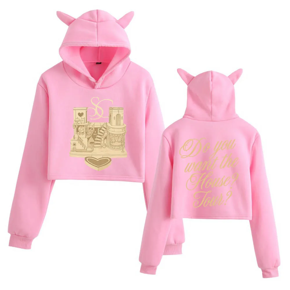 سابرينا كاربنتر هاوس جولة 2025 المحاصيل القمم آذان القط البلوز طويلة الأكمام الفتيات الأزياء هوديي #6