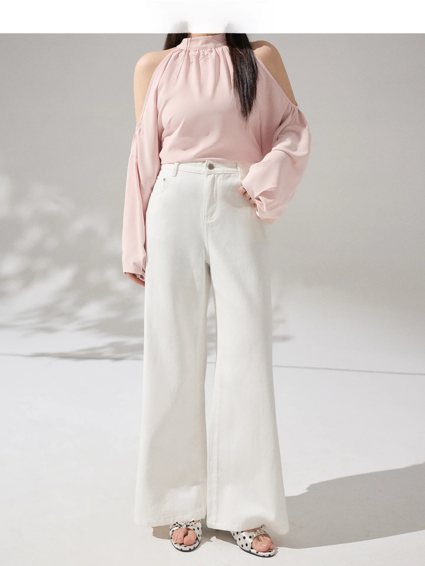 

High Waist Loose Fit Pure Cotton White Denim Jeans Women's Straight Leg Casual Trousers Comfortable Spring Faion Ladies