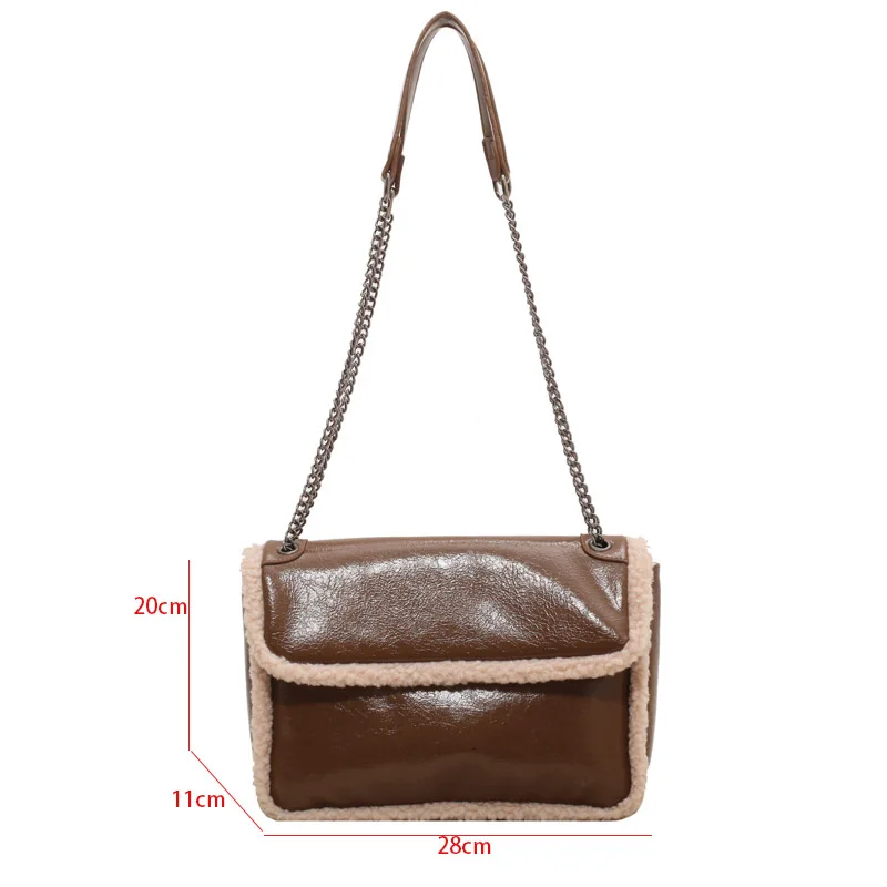 2022 Winter Women\'s Designer Underarm Handbag Soft Leather Patchwork Faux Fur Luxury Brand One Shoulder Crossbody Bag Bolsos