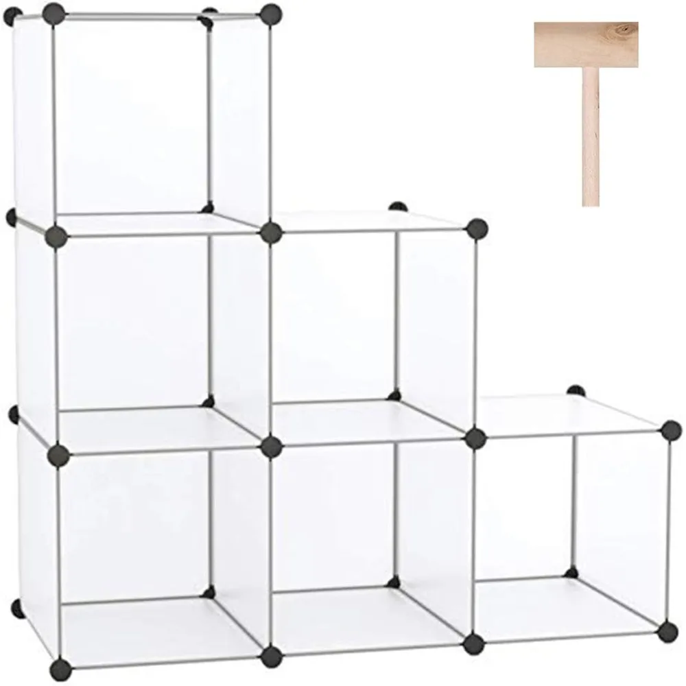 

Cube Storage Organizer, 6-Cube Shelves Units, Closet Cabinet, DIY Plastic Modular Book Shelf, Ideal for Bedroom, Living