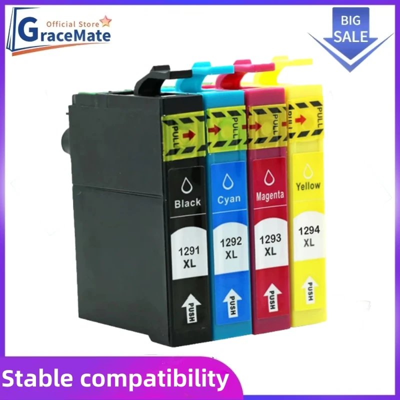 12XL Ink Cartridge for Epson T1291 T1292 T1293 T1294 WorkForce WF-7015 WF-7515 7525 WF 3010DW 3520DWF 3530DTWF 3540DTWF Printer