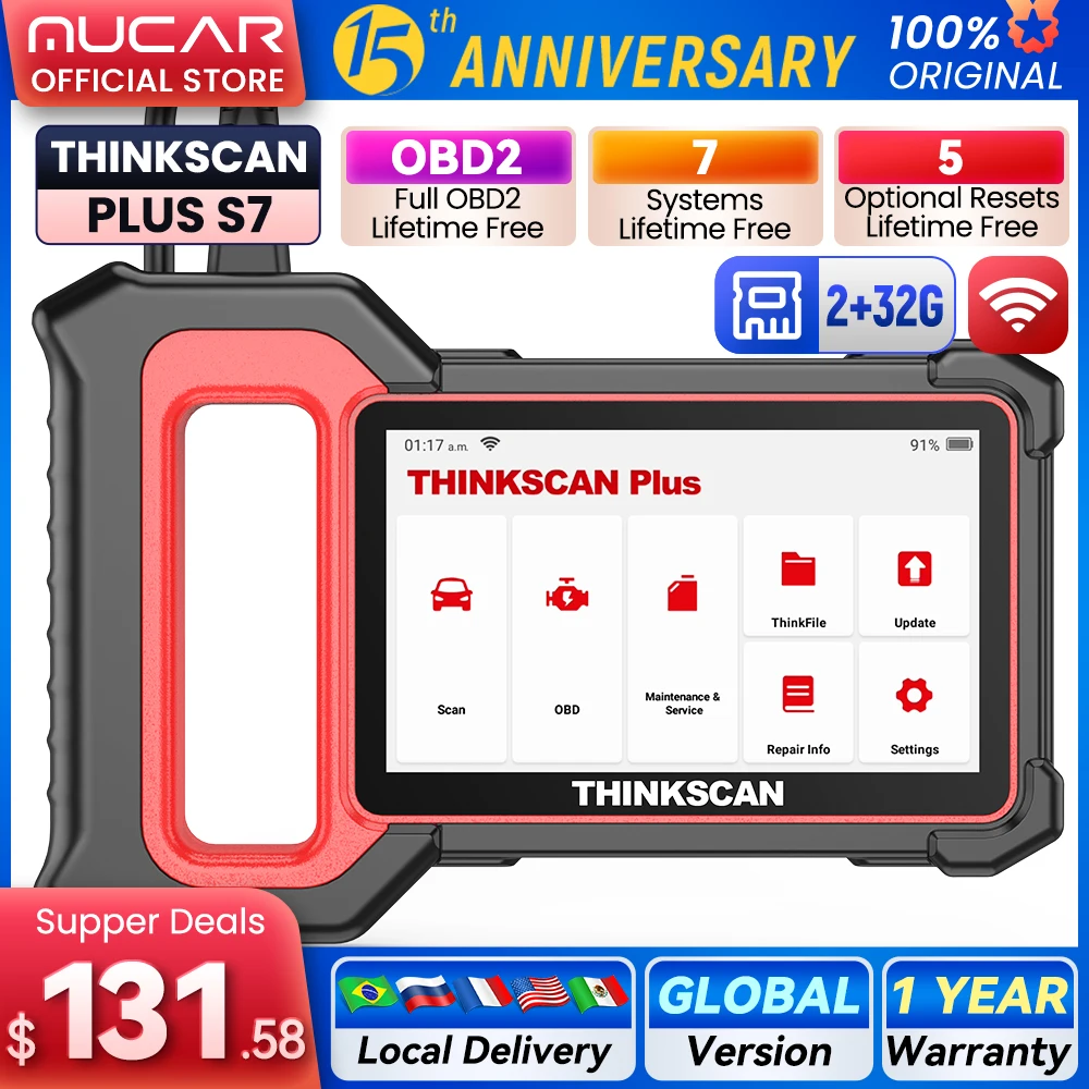 THINKSCAN PLUS S7 S6 S4 OBD2 Scanner ABS/SRS/TRANMISSION/ENGINE Code Scanner Live Data Diagnostic Tool Multi Services Scan Tool