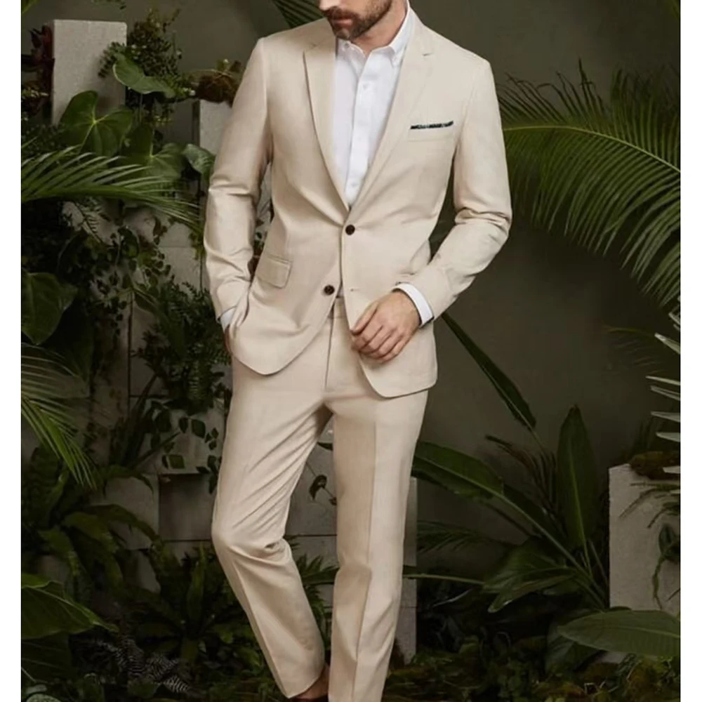 

Luxury Single Breasted Notch Lapel Men Suits Slim Fit Bespoke Outfits High Quality Wedding Blazer 2 Piece Jacket Pants Costume