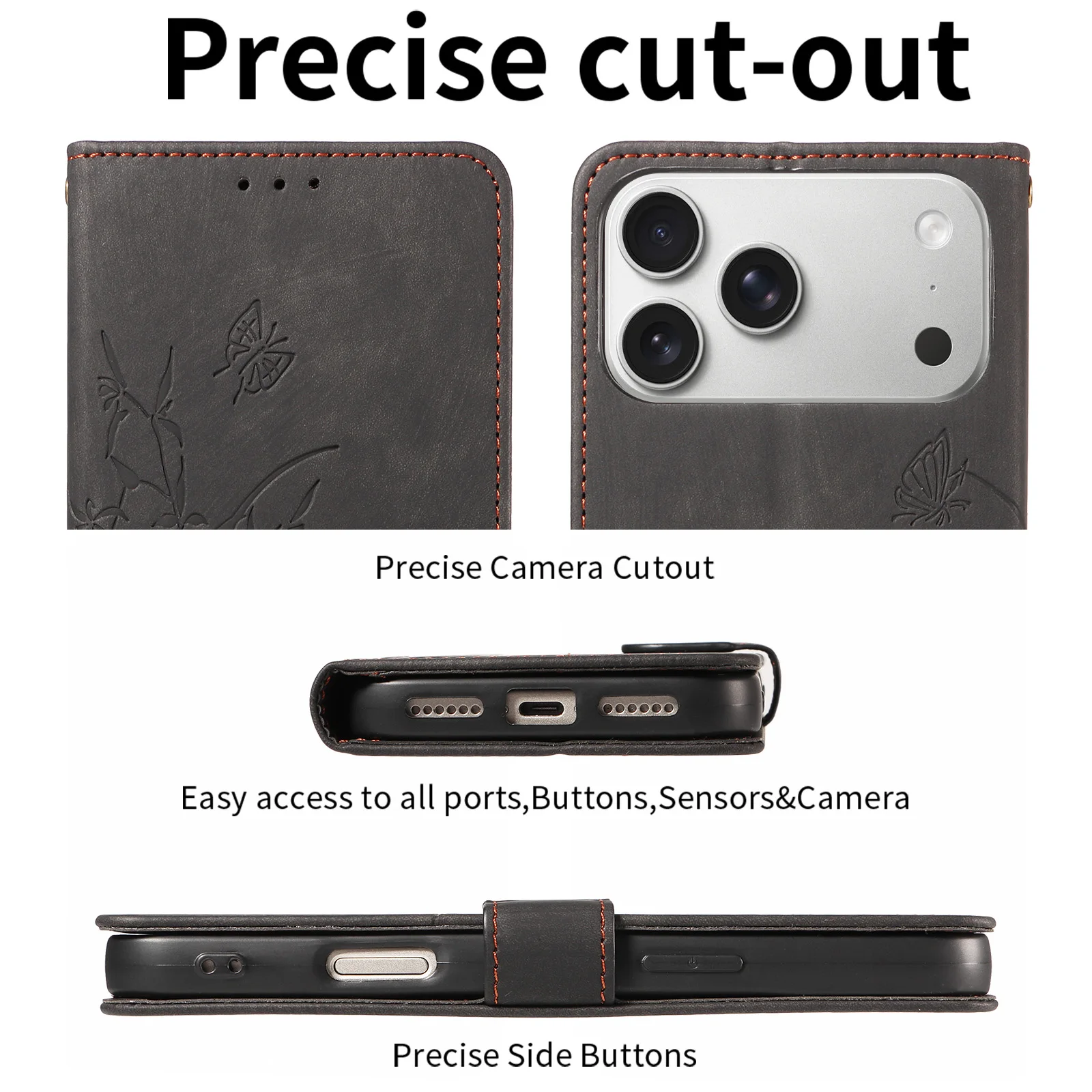 Faux Leather Phone Case for IPhone 17e 16 15 14 13 12 11 Pro Plus Pro Max with Lanyard & Magnetic Buckle,Shockproof Phone Cover view 2