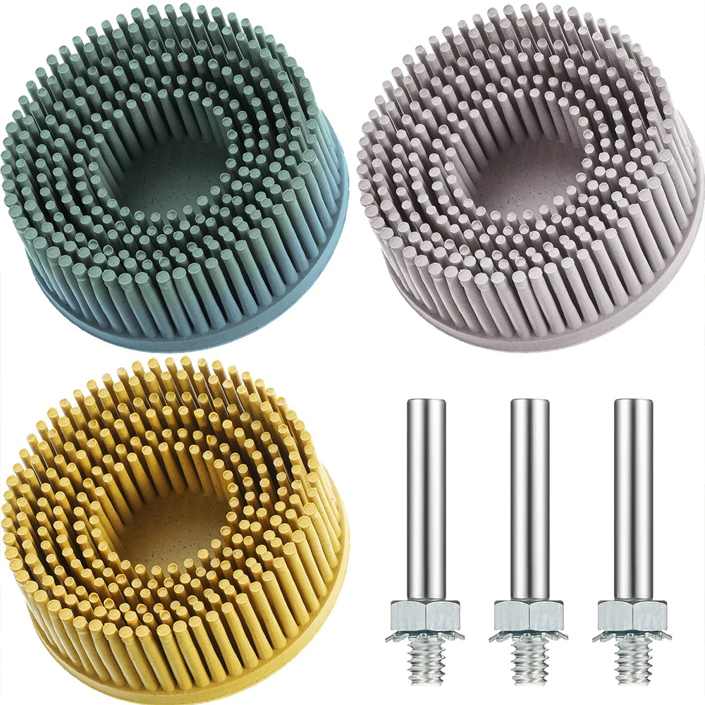 

3-дюймовый диск с щетиной 50/80/120 # Насадка с грубой щетиной, абразивный диск для удаления покрытия с круглым хвостовиком 1/4 дюйма, инструмент для очистки ржавчины