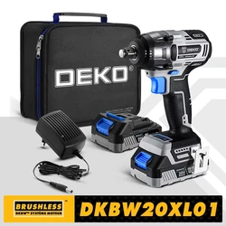 DEKO 20V MAX Cordless Brushless Wrench 350N.m High Torque Electric Impact Wrench Power Tools (DKBW20XL01)