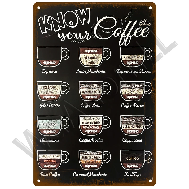 Metal Sign Decor Coffee Tin Sign Vintage Plaque Metal Plate Retro Wall Art Posters For Kitchen Bar Pub Iron Painting Decoration