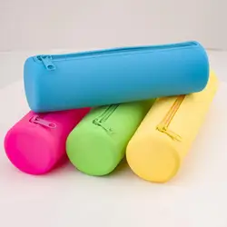 Pencil Pouch Large Capacity Smooth Zipper Storing Food Grade Students Gel Pen Silicone Storage Bag