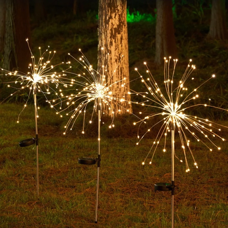 Solar Firework Ground Plug Lights IP65 Waterproof Dandelion Fairy Lamp Outdoor Garden Decor for Yard Pathway Lawn Lighting