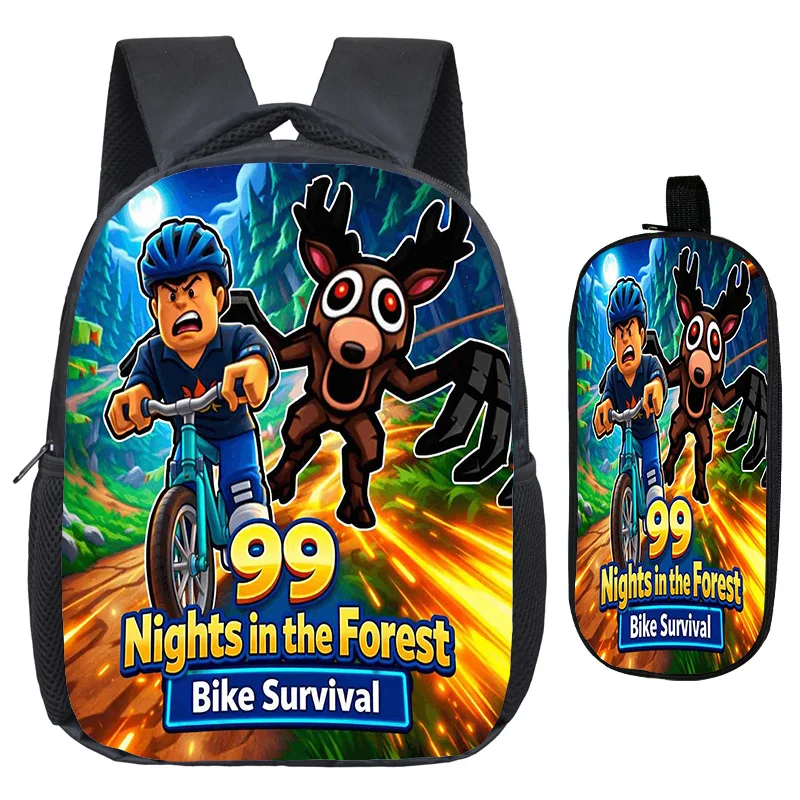 

Рюкзаки с 3D-принтом «99 ночей в лесу», детские повседневные рюкзаки с рисунком, школьные ранцы, пеналы, 2 шт., 12 дюймов