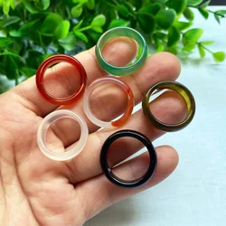 Girls Fashion HipHop Party Wedding Agate Ring Vintage Colorful Round Natural Stone For Women Unisex Finger Rings Charms Jewelry