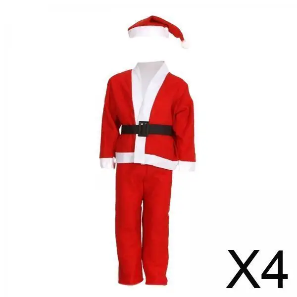 Costume de noël pour enfants, vêtements de père noël rouge avec chapeau et ceinture pour fête de vacances et spectacle sur scène