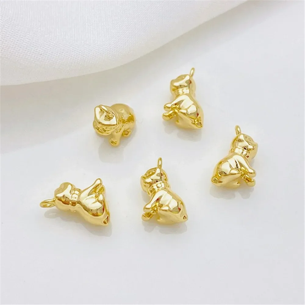 Mini Bulldog chapado en oro de 14 quilates, colgante para cachorros, suministros de joyería DIY, cuentas para collar, pulsera, accesorios artesanales