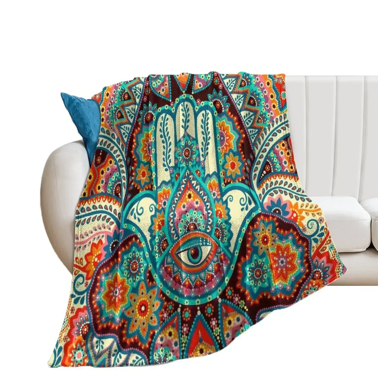 

Hamsa Hand Throw Blanket Flannel Fabric Bed covers Blankets