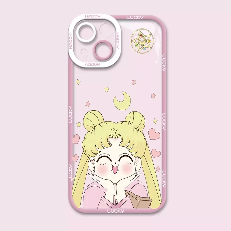 Sailor Moon Clear Phone Case for iPhone 15 14 11 Pro Max 13 12 Mini XR XS X 8 7 6 6S Plus SE 2020 Soft Silicone Shockproof Cover