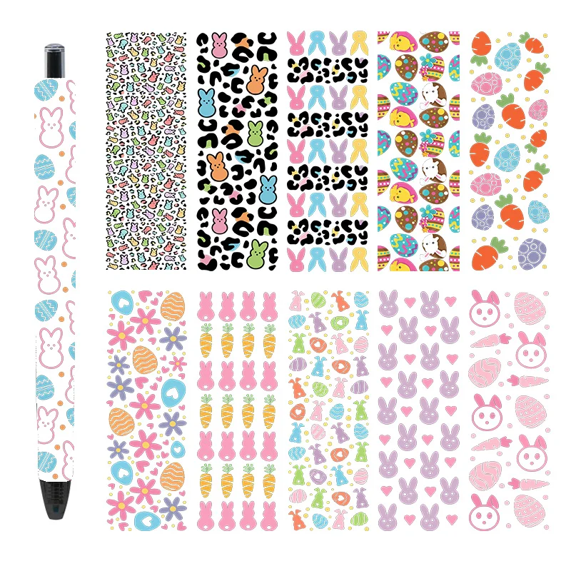 30PCS Cute Rabbit Pattern 4.75x1.5inches Pen Wrap Transfer Stickers For Diy Uvdtf Pegatinas Pen Uv Dtf Decal